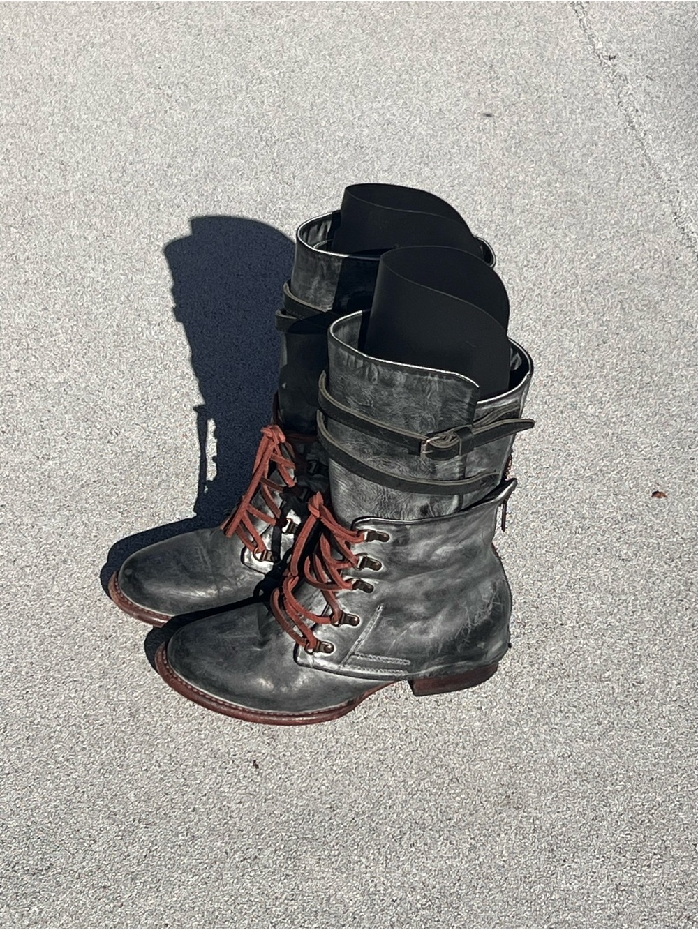 Ravi by Freebird Distressed Combat Boots with Brown Laces Sz 8 - Picture 3 of 6
